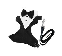 POPETPOP Halloween Costume Dog Tuxedo Harness Small to Large Breed Fit Breathable Vest Harness Bow Tie for French Bulldogs Dog Suit for Events