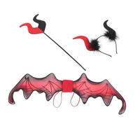 POPETPOP Halloween Devil Horns Headband with Cosplay Wings and Ox Horns Hairband for Women Party Decoration Prop for Festive Costume and Photo Moments