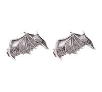 POPETPOP Halloween Devil Wing Hairpin Set 2pcs Vintage Silver Bat Wing Hair Clips Halloween Headpiece Accessories for Women Party Cosplay