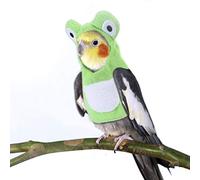 POPETPOP Halloween Frog Bird Costume: Cute Green Cotton Hoodie & Flight Suit for Parrots - Funny Cosplay Pet Outfit for Halloween, Christmas, Parakeets, Conures and Cockatiels