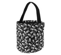 POPETPOP Halloween Themed Candy Basket Tote Bag, Portable Black Cloth Skeleton Handbag, Resistant to Dirt, for Halloween Holiday Treats and Parties