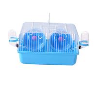 POPETPOP Hamster Cage for Small Animals Fighting Isolation Cage Multi-Storey Slide Platform Portable Carrier for Mice PET House Blue Sturdy Plastic and Iron Wire