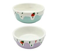POPETPOP Hamster Feeding Bowls Ceramic 2Pcs Small Pet Food Dishes Suitable for Guinea Pig Bunny Hedgehog