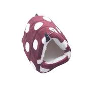 POPETPOP Hamster House Bed Guinea Pig Winter Warm Sleeping Nest Hideout for Hedgehog Chinchilla Dot Print Pet Bed House Cage Size (Claret)