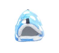 POPETPOP Hamster House Bed Guinea Pig Winter Warm Sleeping Nest Hideout for Hedgehog Chinchilla Dot Print Pet Bed House Cage Size XS(Blue)