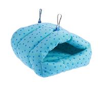 POPETPOP Hamster House Bed Guinea Pig Winter Warm Sleeping Nest Hideout for Hedgehog Chinchilla Small Animal Hanging House Cage (Blue Star Printing)
