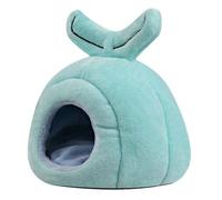POPETPOP Hamster Plush Bed Safe and Comfortable Whale Shape Made of Soft Lint Material Small Animal Nest Resting and Playing in Blue for Mice and Chinchilla