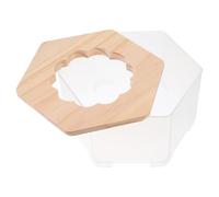 POPETPOP Hamster Sand Bath and Toilet Tub Large Floral Lid Small Animal Dust Bath Potty for Gerbils and Hamster Bathing Wooden Cover Bathing Box