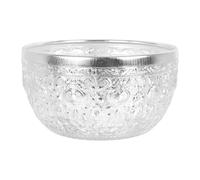 POPETPOP Hand-Carved Thai Metal Silver Bowl 18# Round Shape Decorative Hotel Dining Tableware for Home Kitchen Food Storage