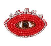 POPETPOP Handmade Beaded Crystal Eye Cloth Sticker Patch, DIY Clothing Applique Embellishment, White Bead Detail for Jackets, Bags, and Garments, Sewing Craft Decoration Assorted Style