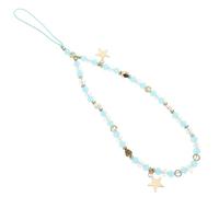 POPETPOP Handmade Beaded Keychain Five-Pointed Star Phone Charm Strap Blue Crystal Alloy Simple Chic Phone Case Wrist Strap Easy Installation for Women