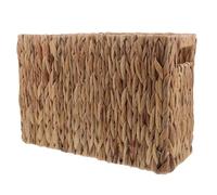 POPETPOP Handwoven Boho Waste Basket with Stable Non-slip Base, Khaki Grass Material Storage Bin for Kitchen and Living Room, Sustainable Household Woven Trash Can