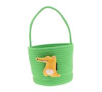 POPETPOP Handwoven Small Cotton Rope Basket for Essentials Durable Decorative Storage Bin for Laundry Green Woven Candy Bucket for Halloween Nursery Weddings Playrooms