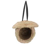POPETPOP Handwoven Small Straw Bird Nest with Sturdy Rope Natural Budgie Nesting Box for Parakeets and Small Birds Hideout Accessory