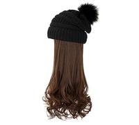 POPETPOP Hat Wig Long Wigs High Temperature Silk Wool Winter Cap Knitted Hat Flexible Fit Easy Care Party Appointment