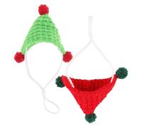 POPETPOP Hats Fit Triangle Cute and Guinea Pigs 2pcs Knitted for Soft and Comfortable Yarn Accessories, Easy Hamsters Pet Small Animal Hats for Dress and Photo Sessions