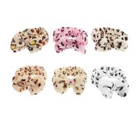 POPETPOP Headbands Hair Accessories Plush Leopard Print Stylish 6pcs with Bowknot Wide Elastic Design, Soft Stretchy Cloth for Exercise Wearing and Daily Outfit Accessory