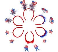 POPETPOP Headbands Hairbands Star-shaped Lightweight Independence Day 6pcs Plastic and Polyester Material for Independence Day Parties Young Ladies Accessories