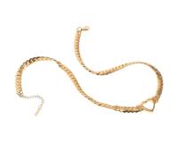POPETPOP Heart Pendant Necklace for Women Elegant Snake Bone Titanium Steel Chain Jewelry Stylish Hollow Heart Charms Choker Clavicle Necklace for Teens