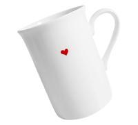 POPETPOP Heart-Shaped Bone China Mug 290Ml Red Ceramic Coffee Cup with Love Pattern for Women Breakfast and Office Use
