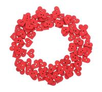POPETPOP Heart Shaped Buttons 100 Pieces Wooden Sewing Buttons Bulk for Clothing Accessories Small Red DIY