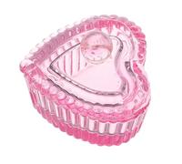 POPETPOP Heart-shaped Glass Nail Dappen Dish with Lid Pink Crystal Nail Monomer Container and Dust Collector for Manicure