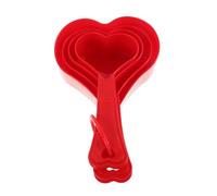 POPETPOP Heart Shaped Measuring Spoons Set Food Grade Plastic Kitchen Baking Tools Cute Teaspoon Tablespoon Scoop for Parties Weddings Daily Cooking Measurement Random Color