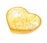 POPETPOP Heart Shaped Resin Candle Cup Ornament with Natural Crystal Chips, Yellow Crystal Art Bowl Candle Stand for Home Decoration and Romantic Table Accent