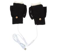 POPETPOP Heated Gloves Thermal Mitts 5v Black Cotton Plush Half Finger Design for Typing Work Winter Gloves for Men Women