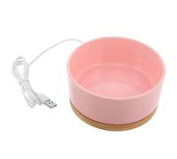 POPETPOP Heated Pet Water Bowl for Dogs and Chickens with Ceramic and Wood Material, round Shape, Easy Cleaning, Enhanced Comfort, for Outdoor and Winter Use, Stylish Modern Design for Pet
