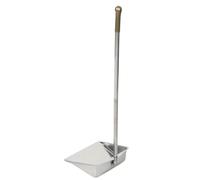 POPETPOP Heavy Duty Ergonomic Design with Long Handle and Wide Mouth Iron Dustpan for Gathering Fine Debris and Powder , Suitable for Home and Workshop Cleaning Tasks