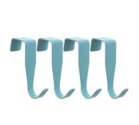 POPETPOP Heavy Duty Over Door Hooks 4Pcs Blue Carbon Steel Hangers for Bags Clothes Space-Saving Sturdy Hooks for Apartments and Cabinet Doors