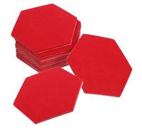 POPETPOP Hexagon Felt Board Tiles 12Pcs Red Self Adhesive Acoustic Panels for Office Notice Memo and Bedroom Wall Decoration