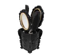 POPETPOP Home Hair Comb and Hair Brush Set 5Pcs Vintage Style Desktop Vanity Mirror with Storage Holder and Detangling Function for Salon and Personal Use