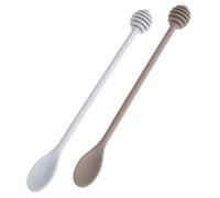 POPETPOP Honey Stirring Spoon Silicone 2Pcs Long Handle 9.84X1.02X0.39 Inch Suitable for Maple Syrup and Wedding Favors