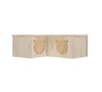 POPETPOP House Private Small Multi-use Pets Hamster for Hideout Wooden with Design and Space, Khaki Multi-chamber Maze Habitat Bed for Hamsters and Small Animals