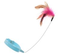 POPETPOP Interactive Blue Cat Teaser with Silicone Handle and Artificial Plume Feather, Relieves Cat's Mood and Stress while Activating Natural Instincts, for Kitten Play and Exercise