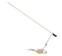POPETPOP Interactive Cat Feather Teaser with Bell and Cotton Rope Wooden Cat Teasing Wand for Kitten for Indoor Exercise and Fun