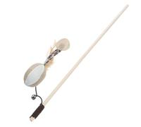 POPETPOP Interactive Cat Teaser Stick Cotton Rope and Wood Material with Feather and Bell for Self-amusing and Playful Kittens and Cats, for Indoor Fun and Exercise