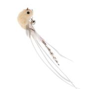POPETPOP Interactive Cat Wand Replacement Head with Bell, Realistic White Sparrow Plumage Teaser Stick for Indoor Kitten Exercise and Play, Cat Teasing Stick Accessory
