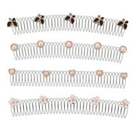 POPETPOP Invisible Hair Finishing Fixer Combs U Shape Stretchable Clips 4Pcs for Everyday Use and Taming Flyaways on Fine Hair