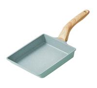 POPETPOP Japanese Tamagoyaki Omelette Pan Non-Stick Frying Pan with Solid Wood Handle and Aluminium Body Rectangle Shape for Even Heat Cooking and Egg Rolls