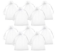 POPETPOP Jewellery Pouches and Easy to Open Gauze White Drawstring 50pcs Small Bags Elegant Prevents Small Items from Falling for Bridal Shower and Wedding Favors