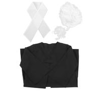 POPETPOP Judge Costume and Wig Set for Boys and, White Court Robe with False Collar, Role-Playing Outfit for Performances and Parties, Unisex Lawyer Dress-Up