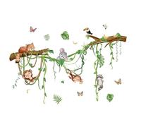 POPETPOP Jungle Animals Wall Stickers for Nursery and Playrooms, Assorted Colour PVC Decals with Easy to Install Self Adhesive Backing, Including 2 Sheets for Bedroom Wall Decor