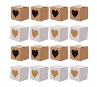 POPETPOP Kraft Paper Boxes Party Treat Favour Keepsake Packaging with Window 60pcs Heart-shaped Square Assorted Colour Boxes Elegant Simple Random Color for Birthday Or