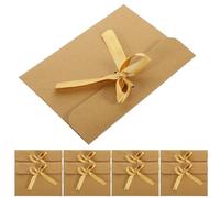 POPETPOP Kraft Paper Envelopes with Ribbon Bow Tie 50Pcs Small Vintage Card Holders for Invitations and Party Supplies