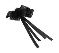 POPETPOP Large Black Bow Brooch Pin for Women, Stylish Cloth and Plush Material with Iron Pin, Convenient to Use for Outfits Decoration on Bags and Dresses at Parties Or Themed Events