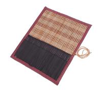 POPETPOP Large Capacity Bamboo Brush Organizer Roll-up Case with Multifunctional Design and Brush Protection Portable for Artists and Office Workers
