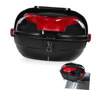 POPETPOP Large Capacity Motorcycle Tail Box with Reflective Safety Strip Hard Case Rear Storage Trunk for Motorcycles Easy to Install Top Box with Secure Lock for Commuting and Touring